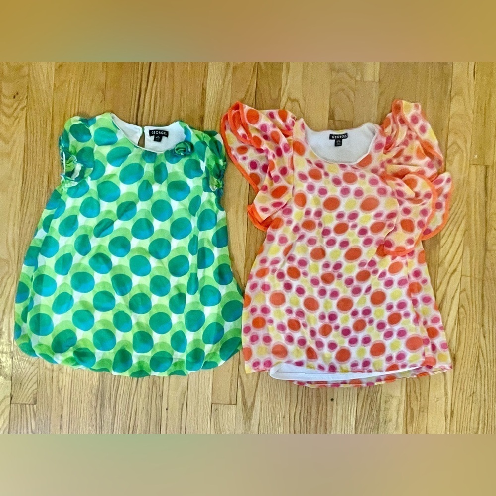 George Polka Dot Blouse Puff Sleeve Set, Size Large